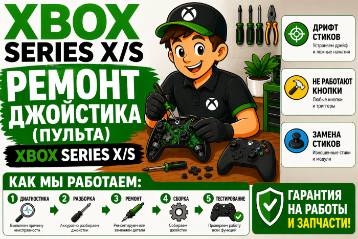 XBOX Series X/S&nbsp;pults bojājumi un remonts Rīgā 