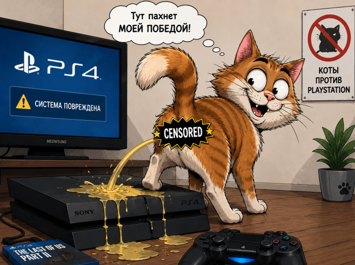 Ремонт PS4 после попадания кошачьей мочи — необычный случай из нашей мастерской в Риге